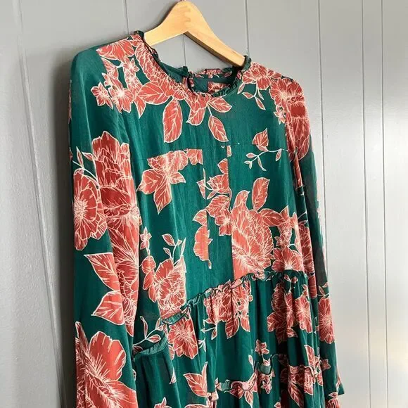 MaEve Anthropologie Floral Print Esther‎ Tiered Long Sleeve Tunic Dress - Size M - Picture 2 of 10